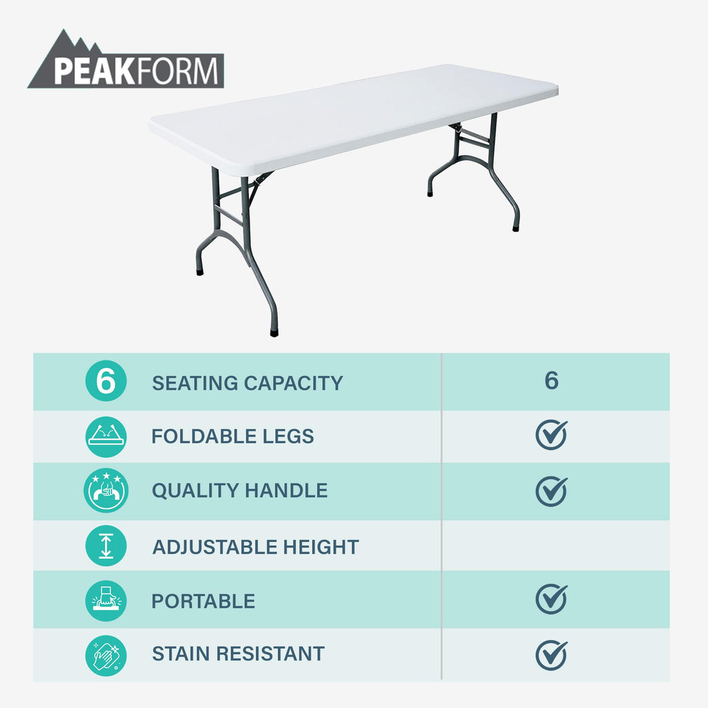 White 6 Foot Folding Multipurpose Table F814