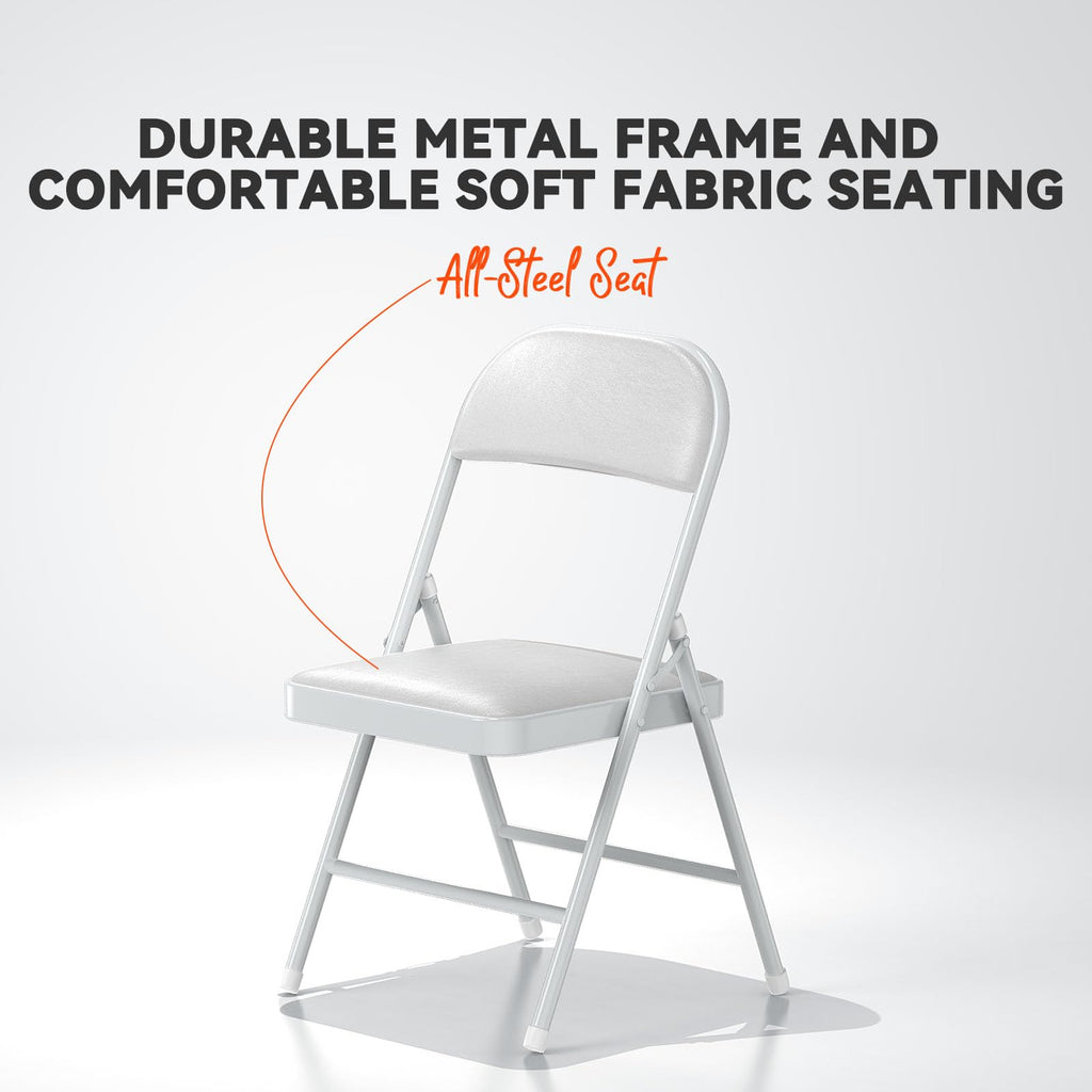 White Vinyl Padded Folding Chairs 4 Pack I326