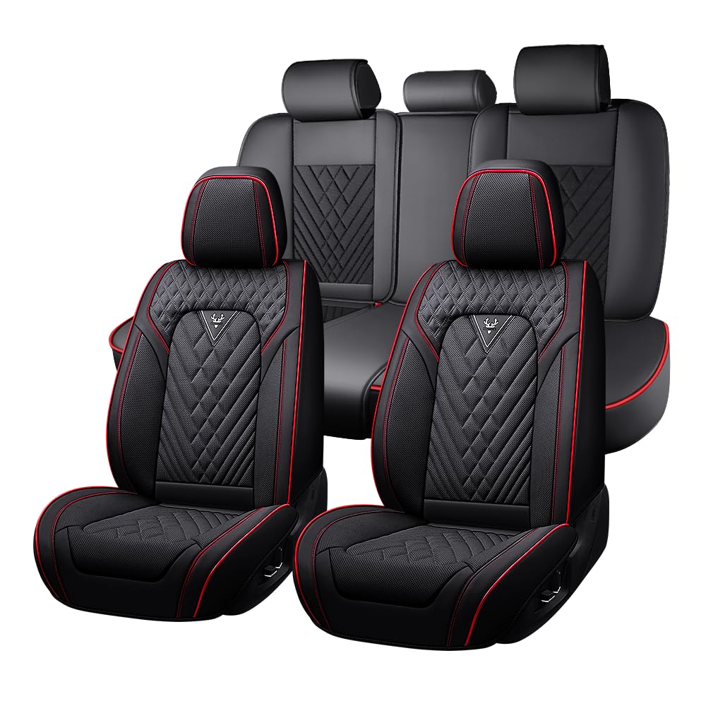 Toyota Tundra Seat Covers Nappa Leather 5 Seats Black Red Y889056
