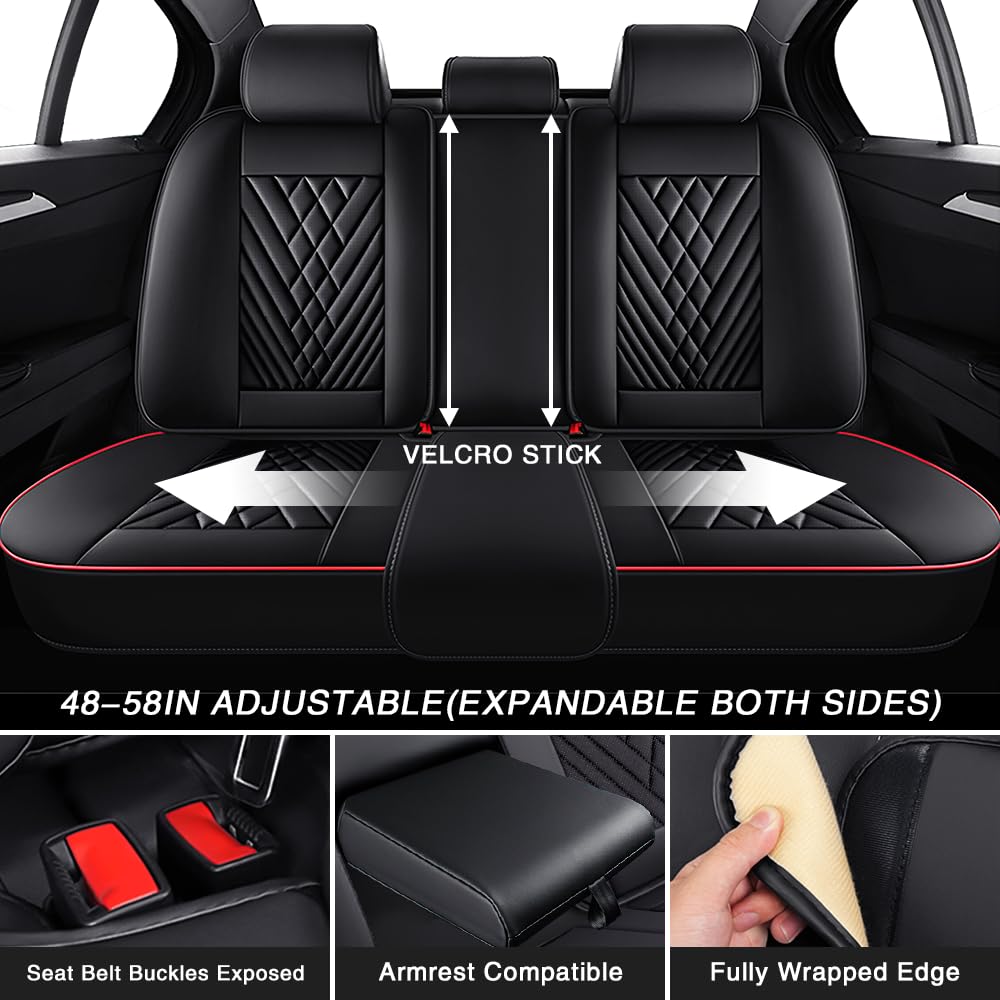 Toyota Tundra Seat Covers Nappa Leather 5 Seats Black Red Y889056