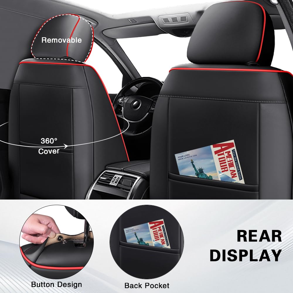 Toyota Tundra Seat Covers Nappa Leather 5 Seats Black Red Y889056