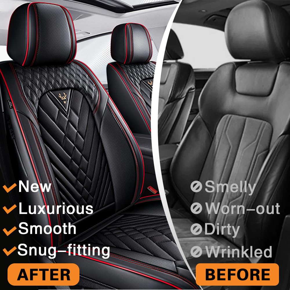 Toyota Tundra Seat Covers Nappa Leather 5 Seats Black Red Y889056