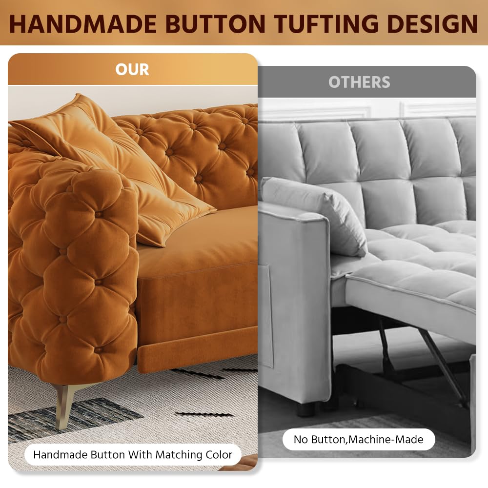 King Size Velvet L Shaped Sleeper Sofa with Ottoman Q749904