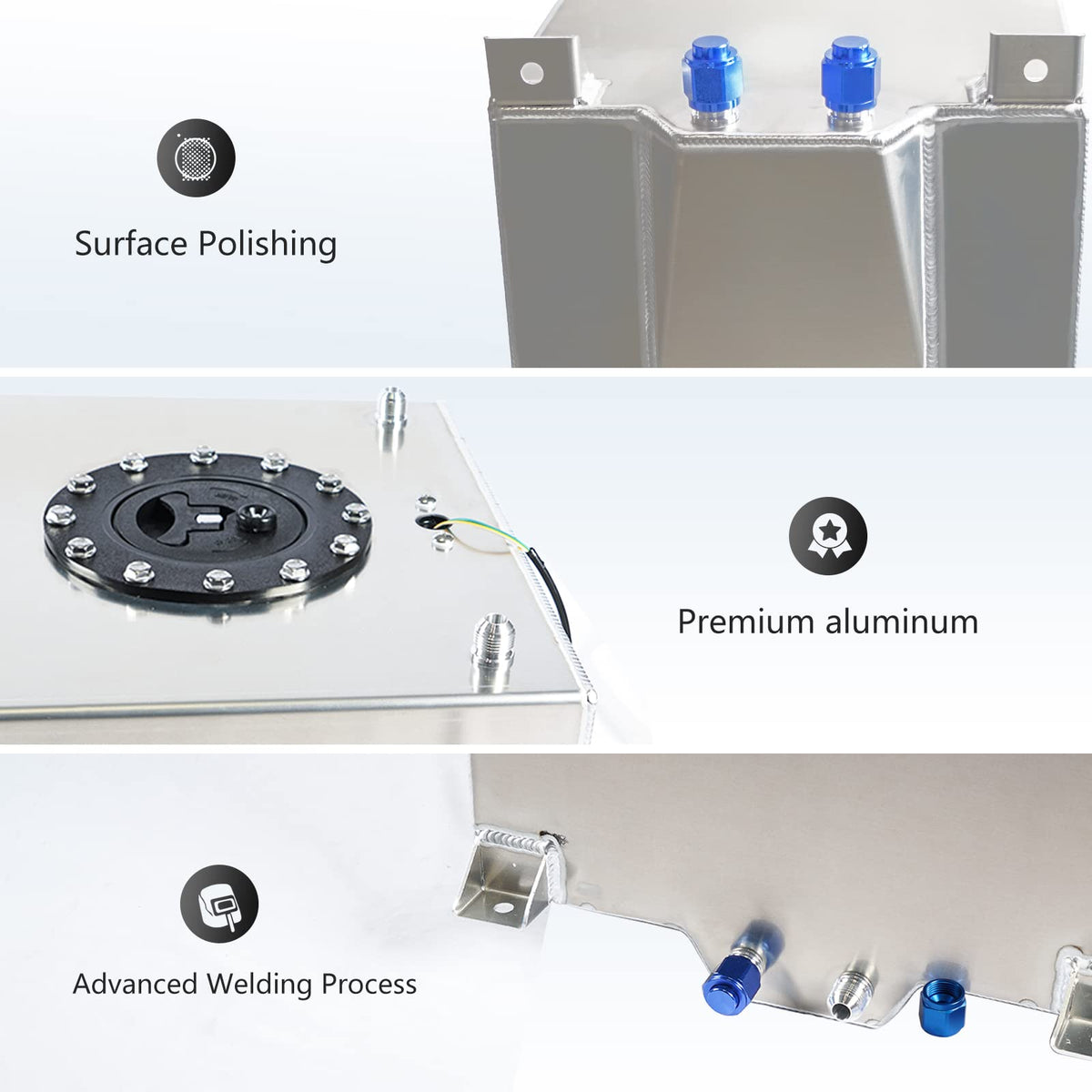 5 Gallon Aluminum Polished Fuel Cell with Cap D7995