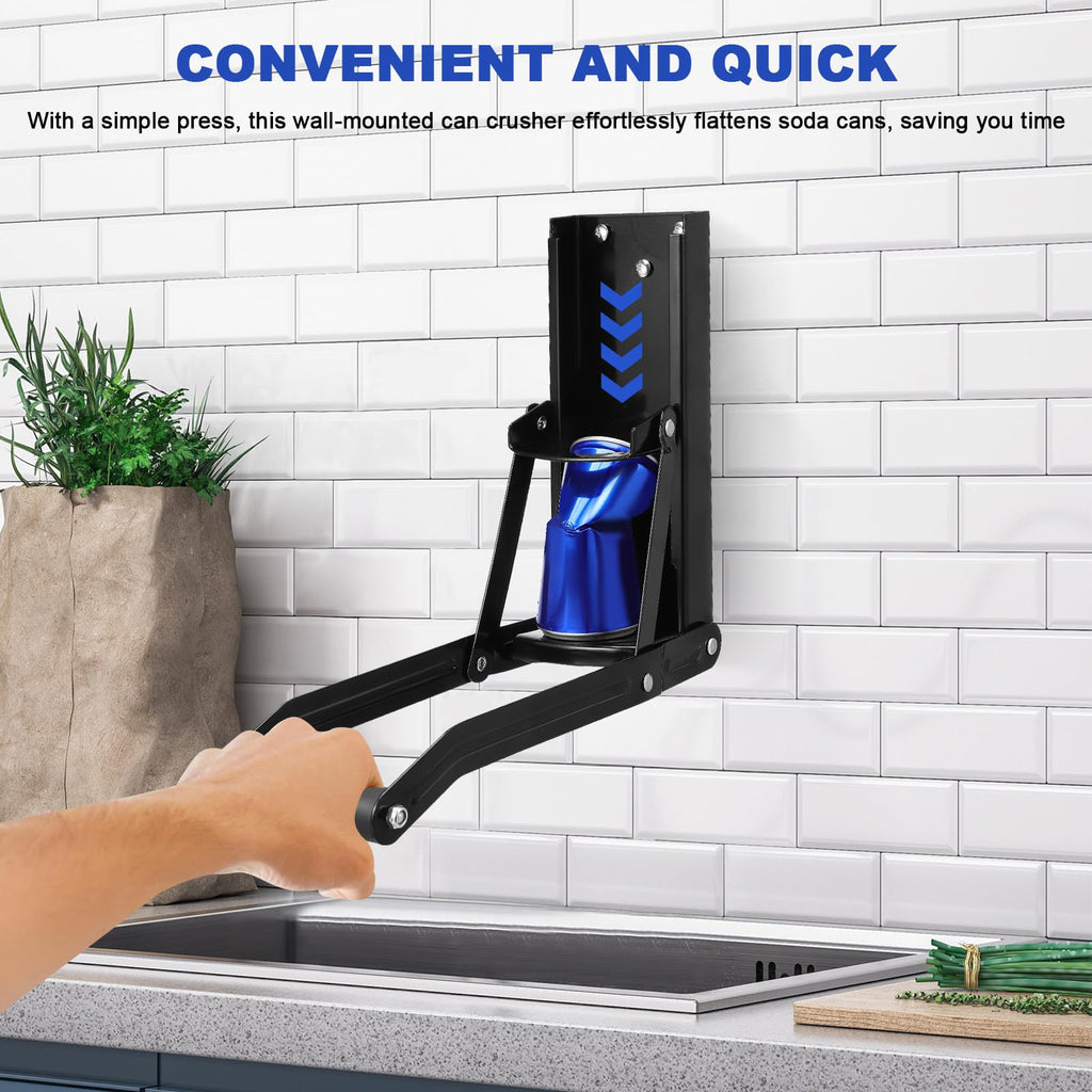 Wall Mounted Stainless Steel Can Crusher with Bottle Opener Q34075
