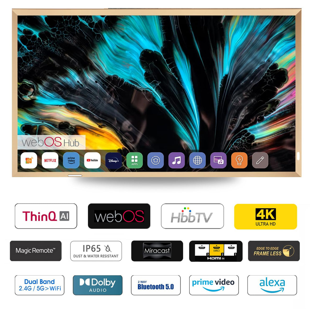 43-Inch Smart Mirror TV with Champagne Gold Aluminum Frame N19219
