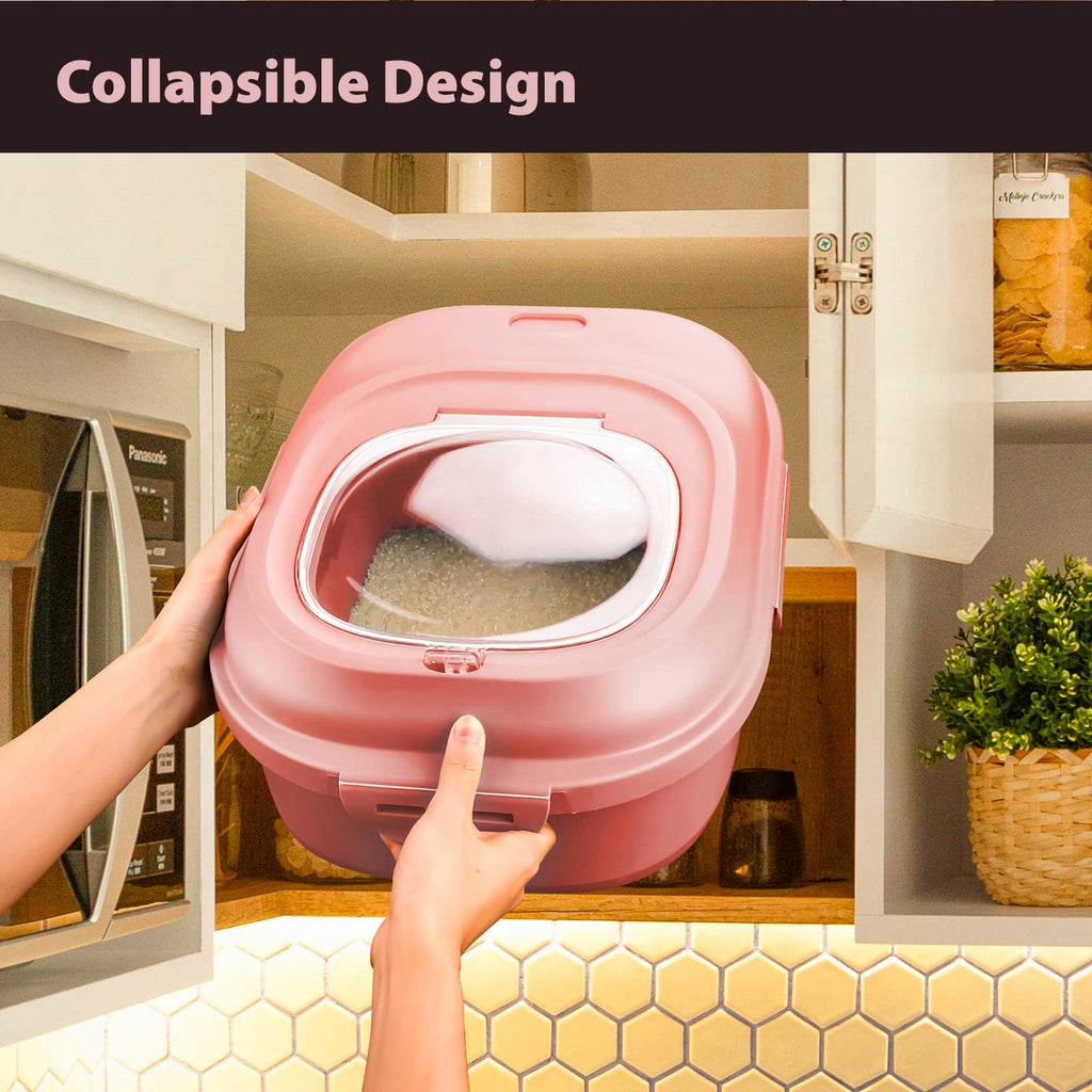 Collapsible Airtight Dry Food Storage Containers with Rolling Wheel R695600