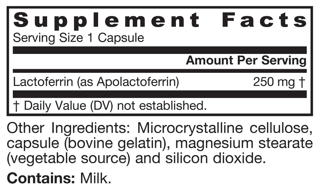 Lactoferrin Supplements 250 mg 30 Capsules D542240