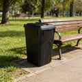 45 Gallon Black Wheeled Garbage Can with Attached Lid L5363