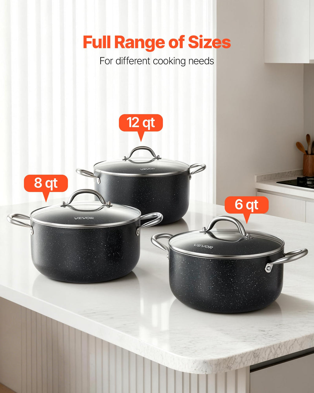 12-Quart Nonstick Ceramic Aluminum Stock Pot with Glass Lid F660088
