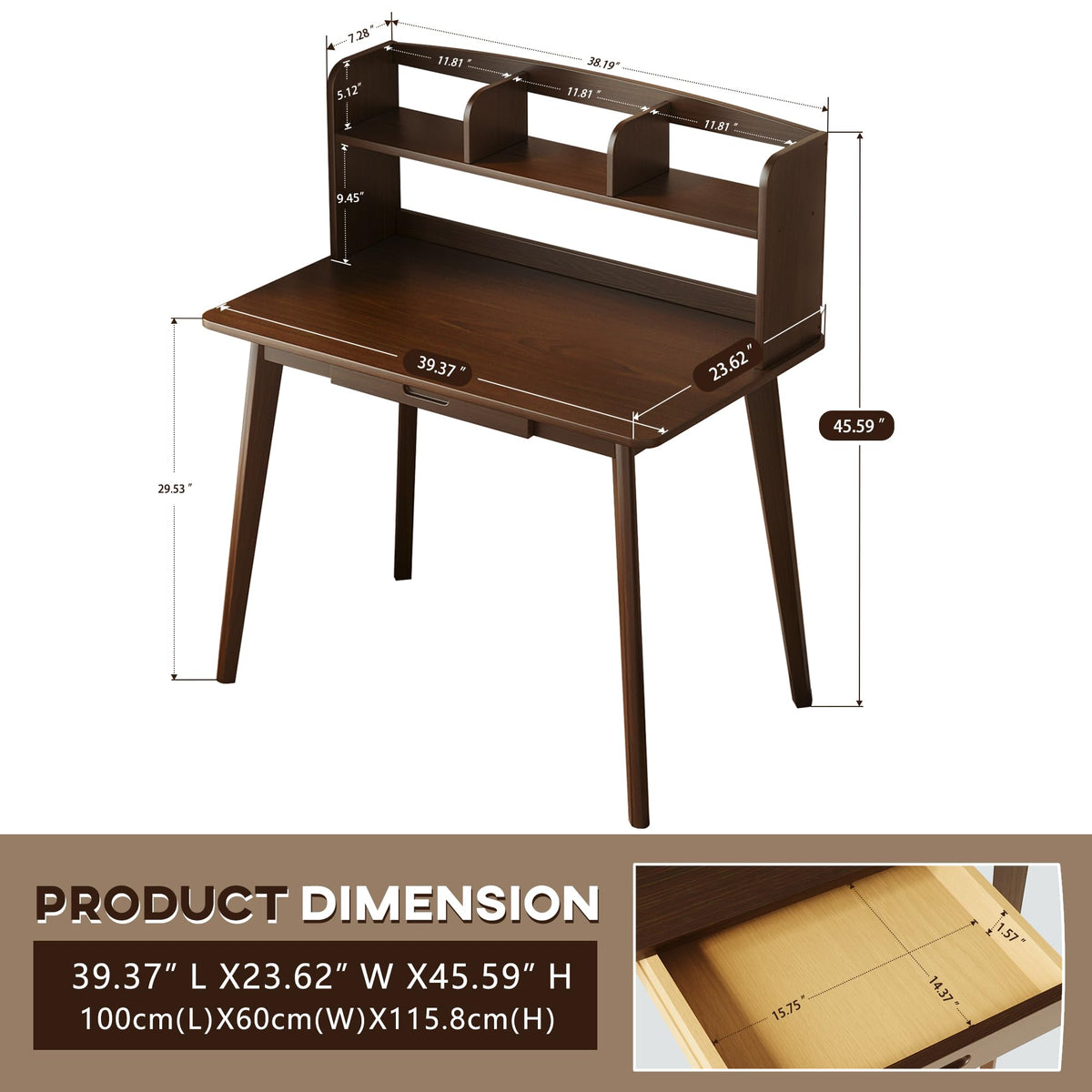 Small Writing Desk with Hutch B39687