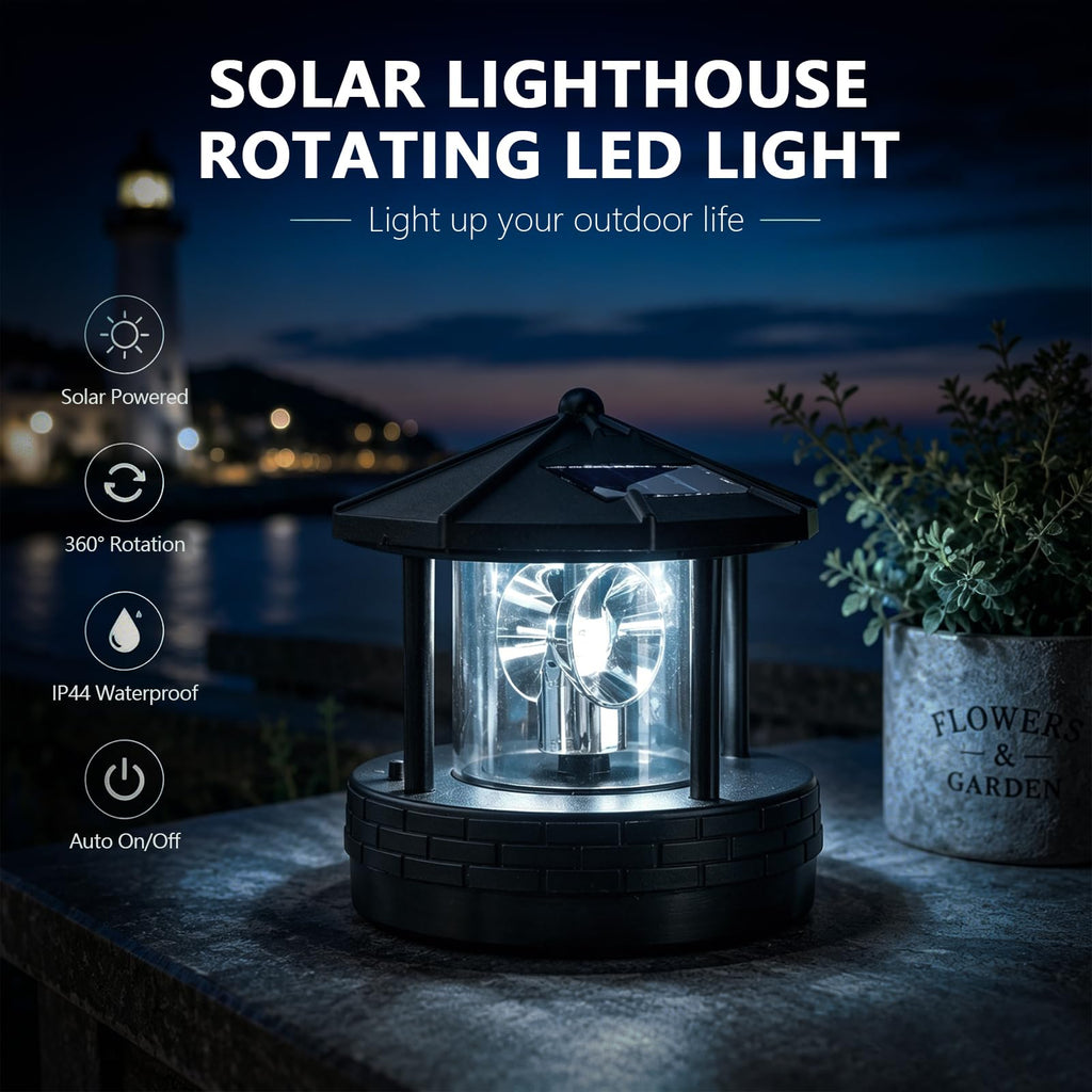 Solar Lighthouse Light with Rotating Beacon P12987