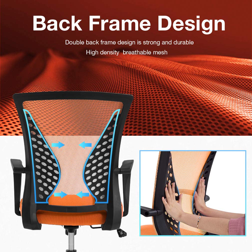Orange Ergonomic Mesh Office Chair with Lumbar Support Armrest S14582