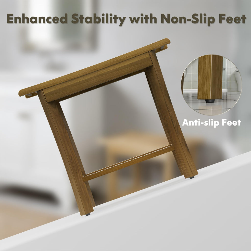 Teak Wood Shower Bench with Shelf & Arms P506064