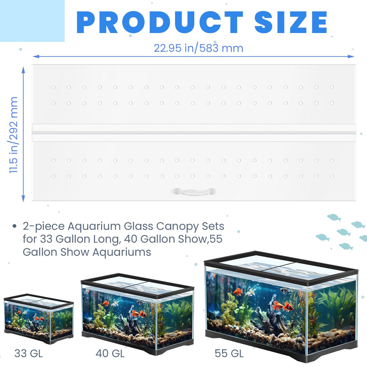 Clear Polycarbonate Aquarium Canopy Set 2 Pcs with Handle L398498