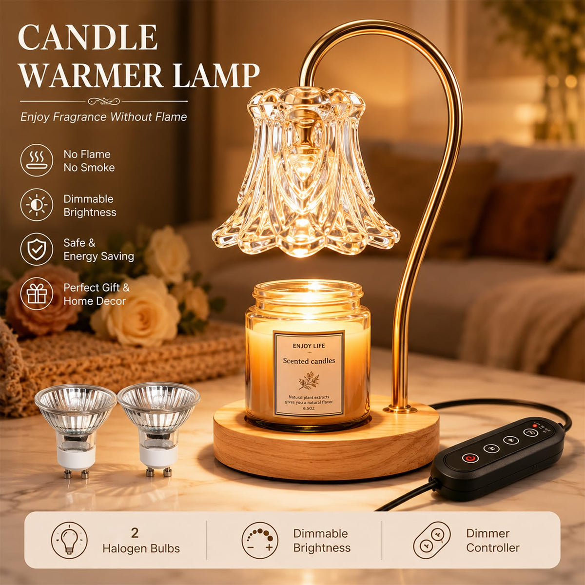 Candle Warmer Lamp with Timer Dimmable K390