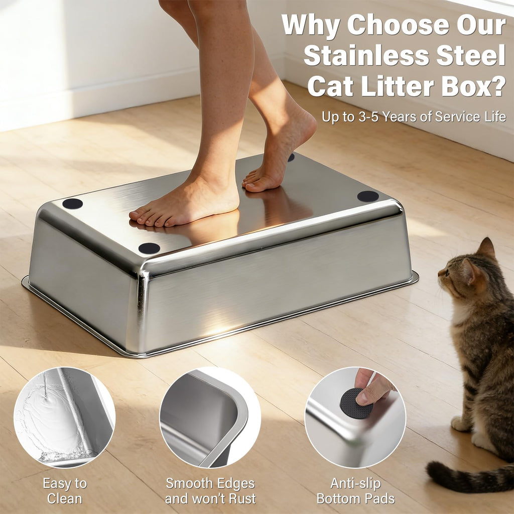 XL Stainless Steel Enclosed Cat Litter Box with Lid B392828