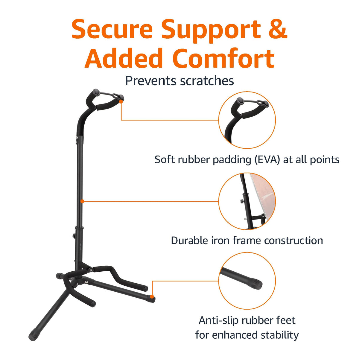 Black Height Adjustable Foldable Guitar Stand S896