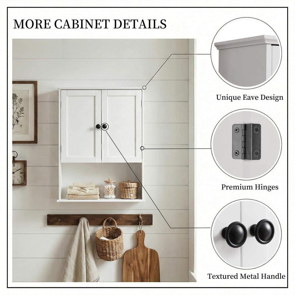 White 30" x 24" Wall Mounted Bathroom Cabinet with Adjustable Shelves Z1217