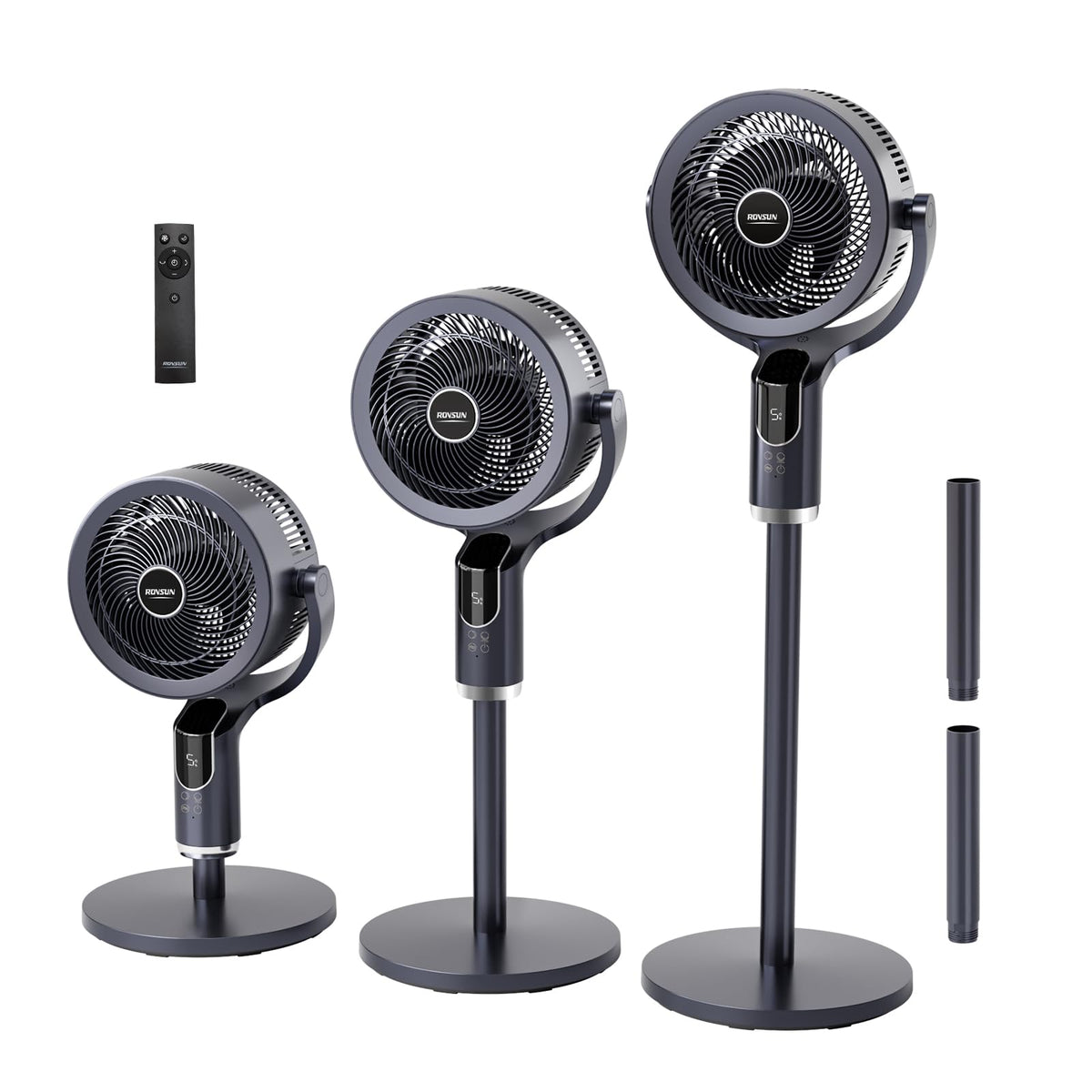 43 Inch Oscillating Pedestal Fan with Remote, Dark Grey B76147