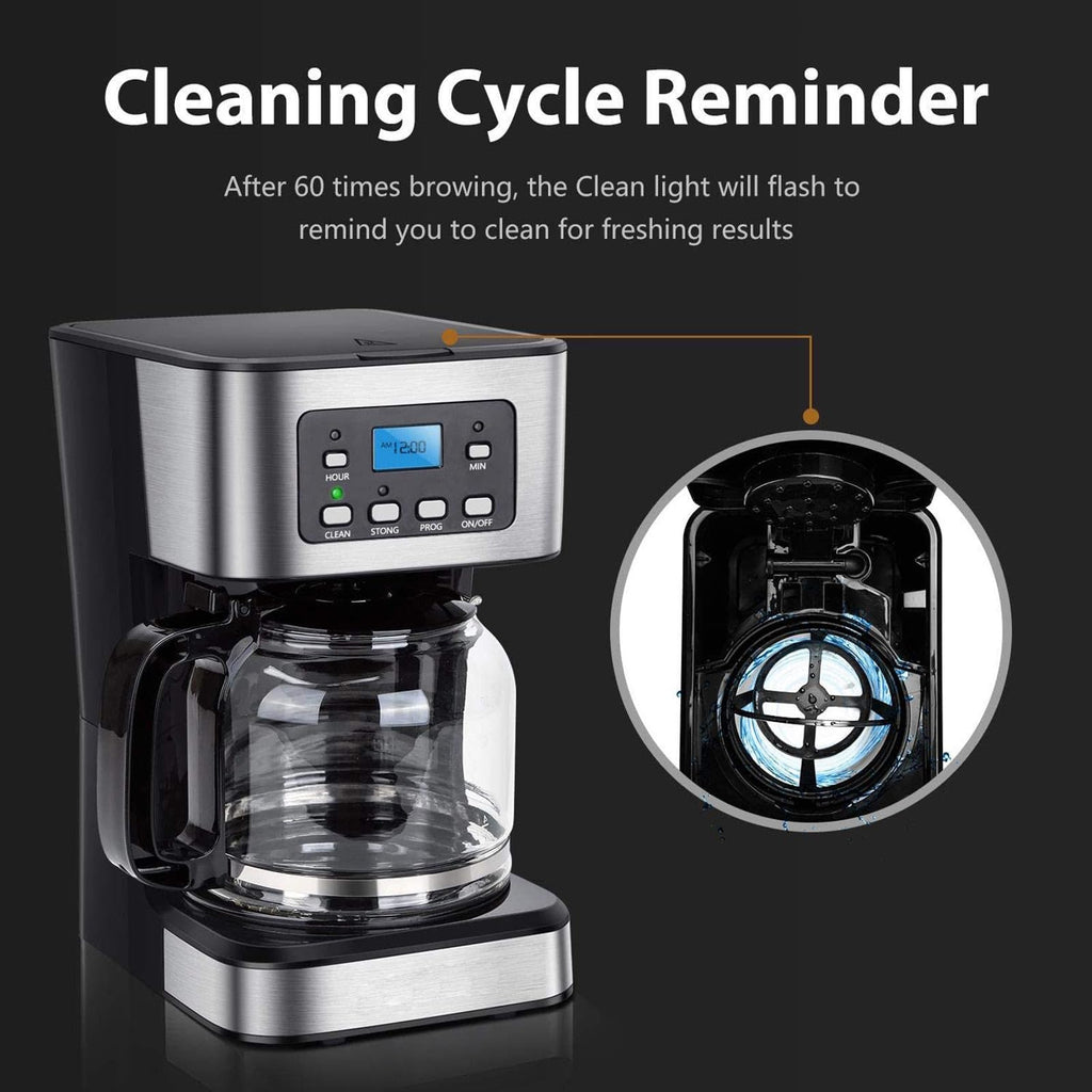 12 Cup Programmable Drip Coffee Maker with Glass Carafe G117