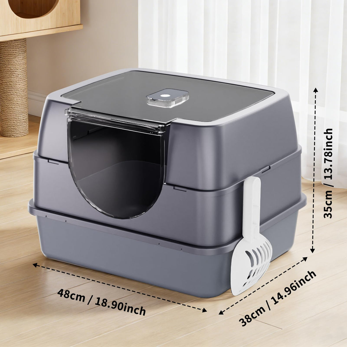 Enclosed Cat Litter Box with Stainless Steel Litter Tray B463