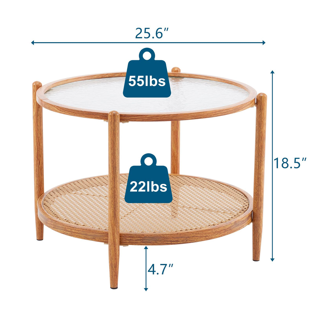 Round Glass Rattan Coffee Table D63279