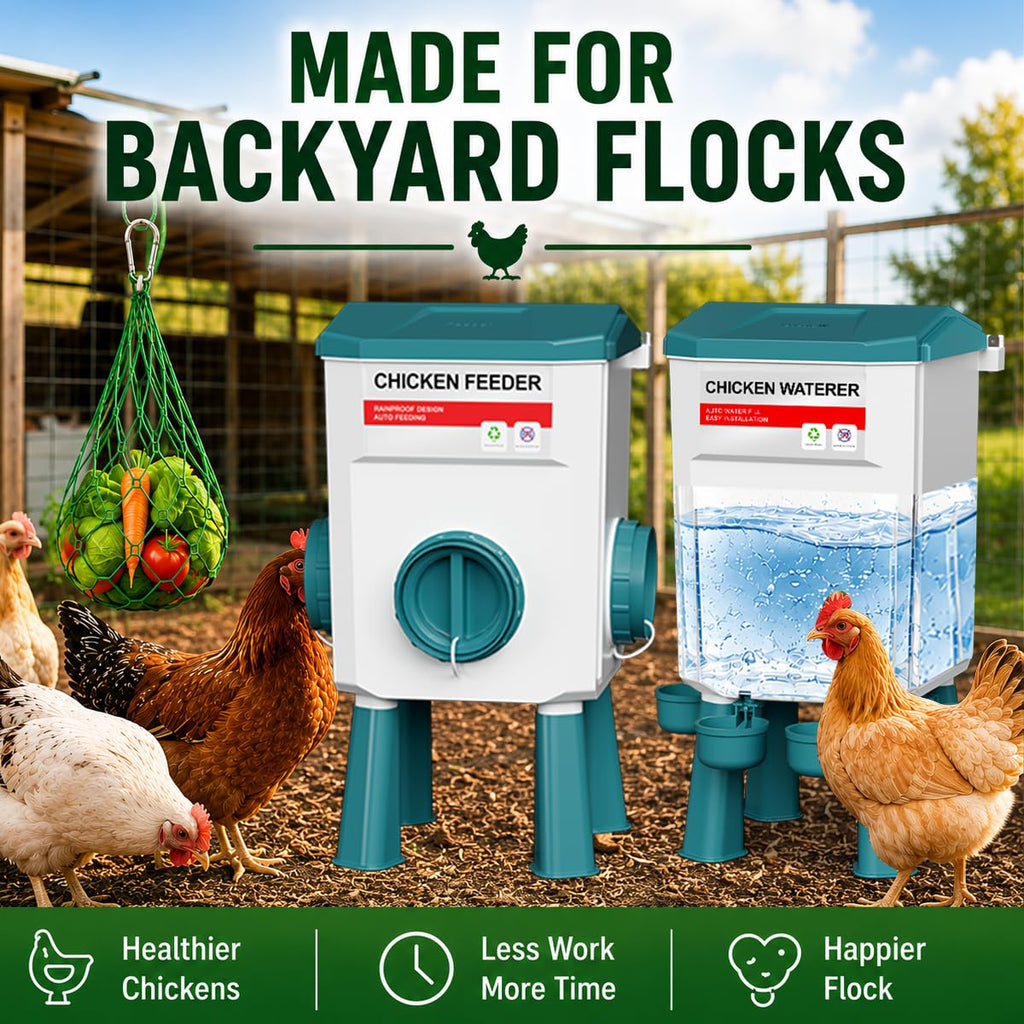 Automatic No Waste Poultry Feeder and Waterer Set K7226