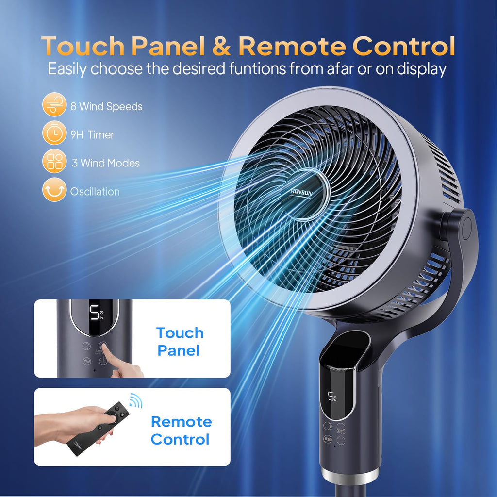43 Inch Oscillating Pedestal Fan with Remote, Dark Grey B76147