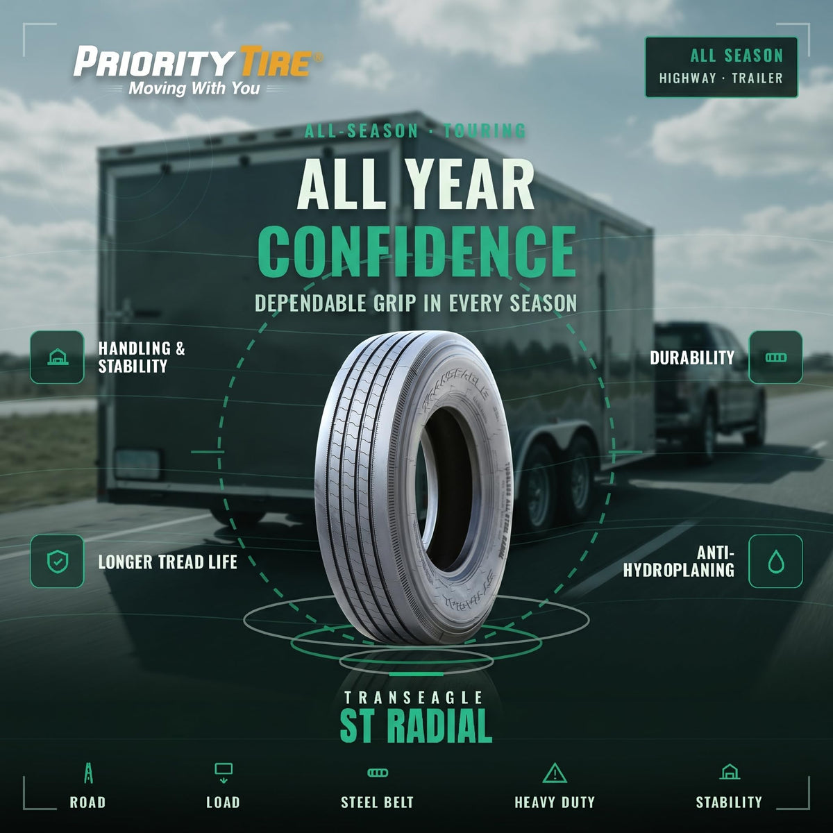 4 x All Season 12 Ply All Steel Tires C8768