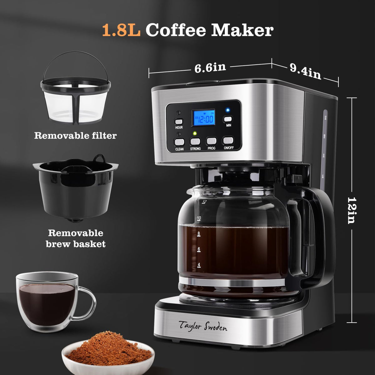 Programmable 12 Cup Drip Coffee Maker H472474