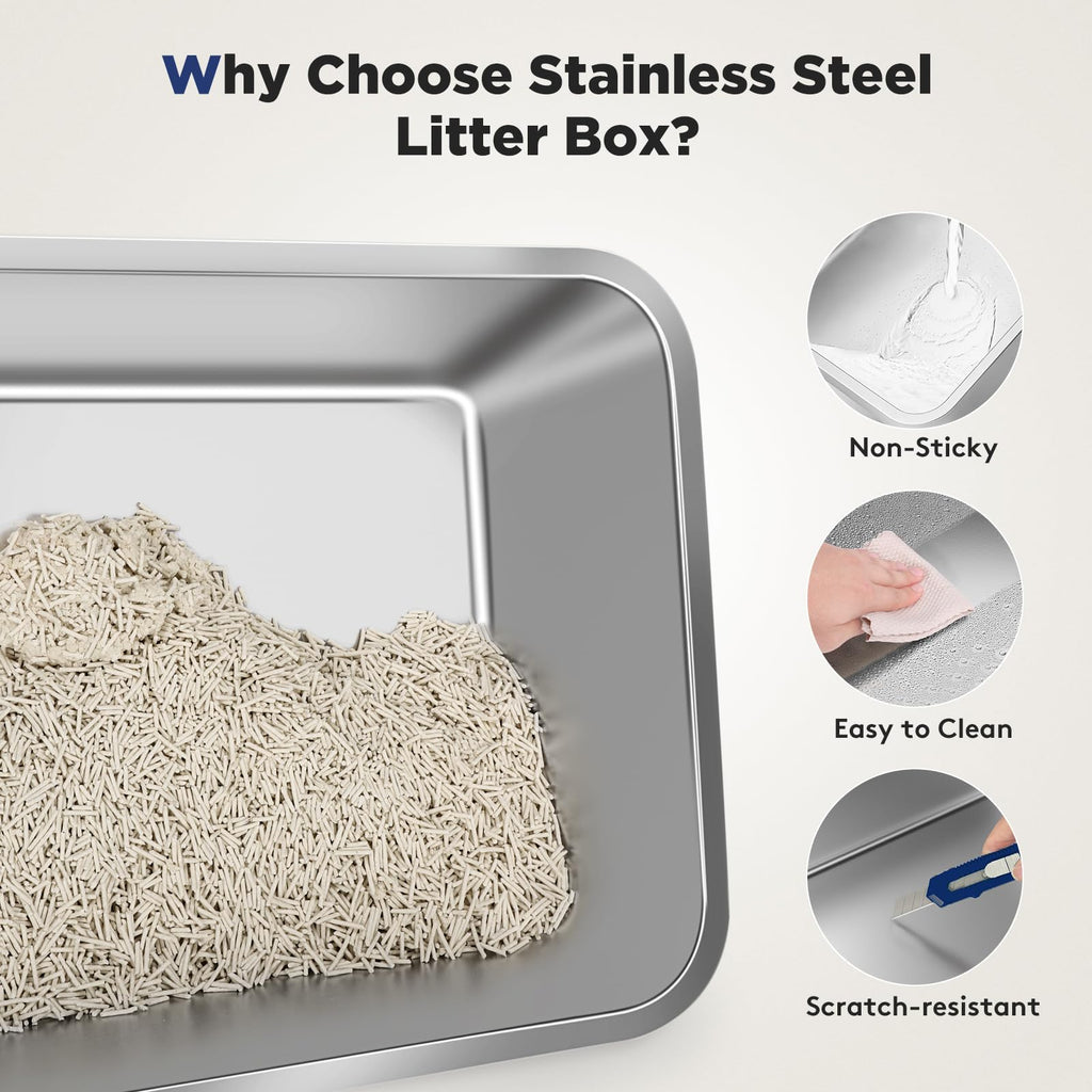 Stainless Steel Enclosed Cat Litter Box with Lid P852184