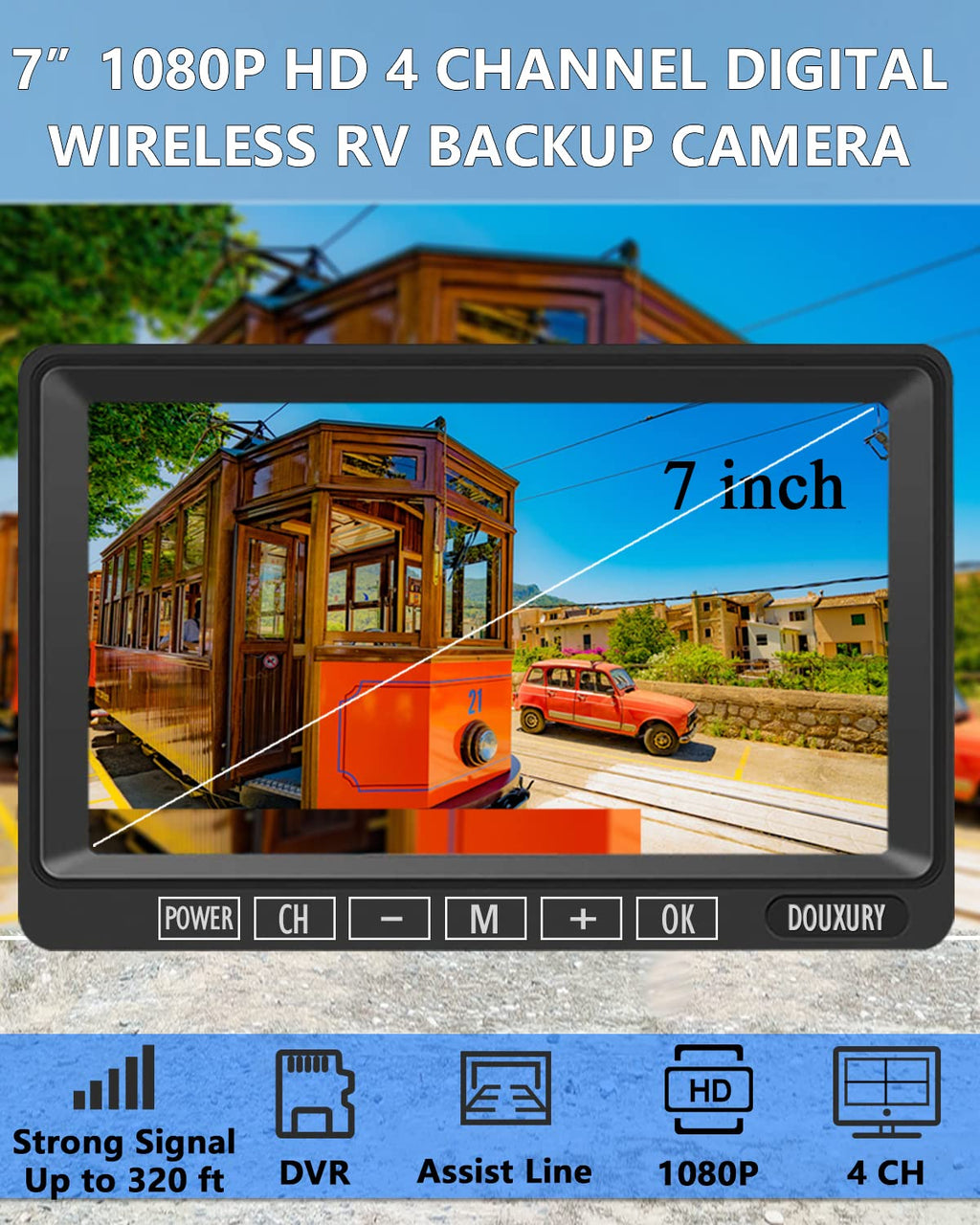1080P Wireless Backup Camera System with 7'' Monitor IP69K Waterproof B60968