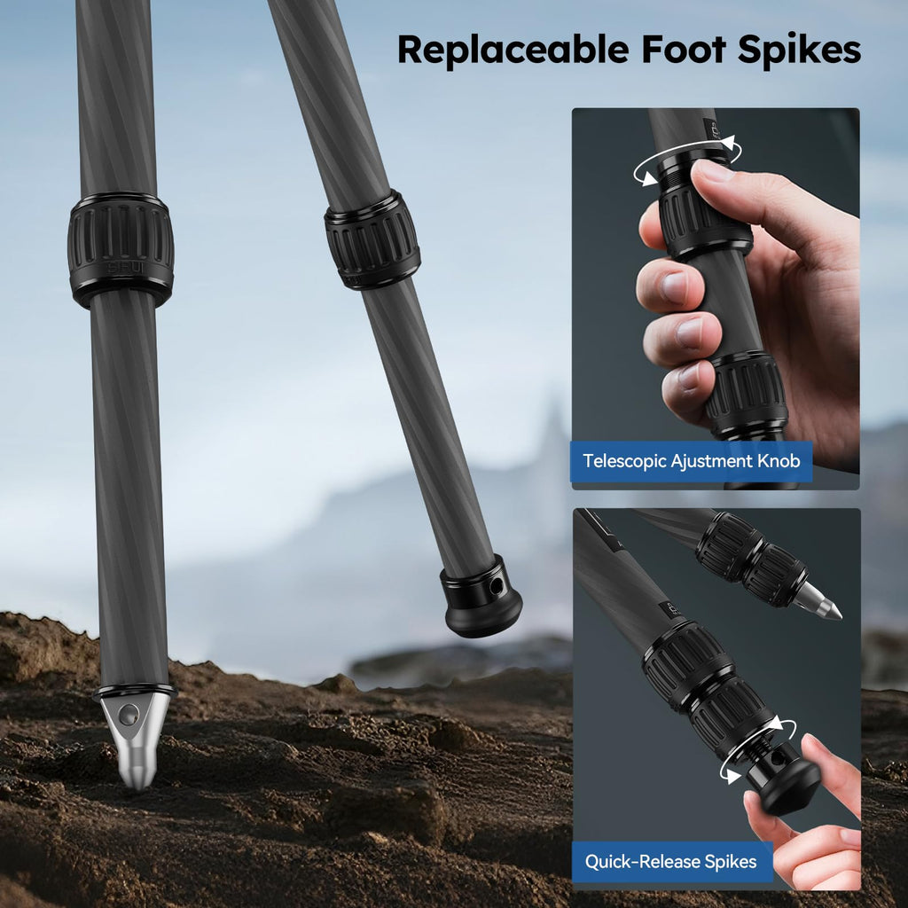 Lightweight Carbon Fiber Mini Travel Tripod K528