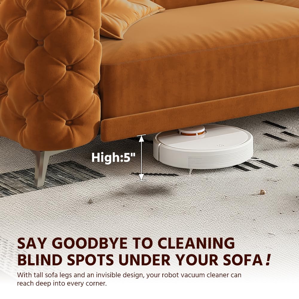 King Size Velvet L Shaped Sleeper Sofa with Ottoman Q749904