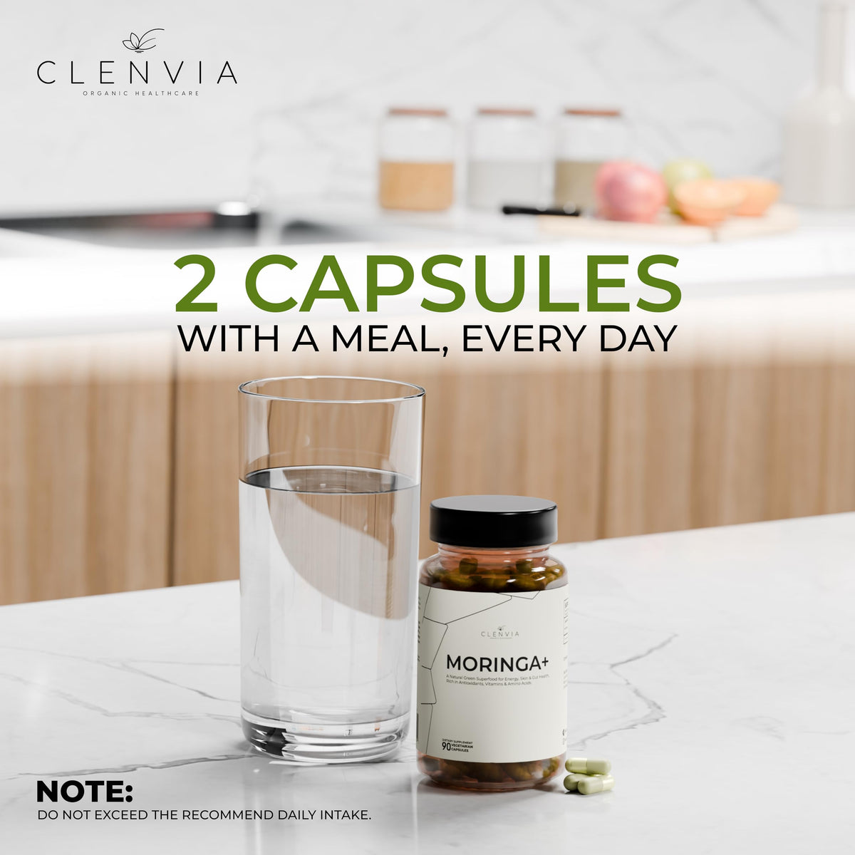 90 Capsules 1000mg Organic Moringa Leaf Powder Capsules Q313320