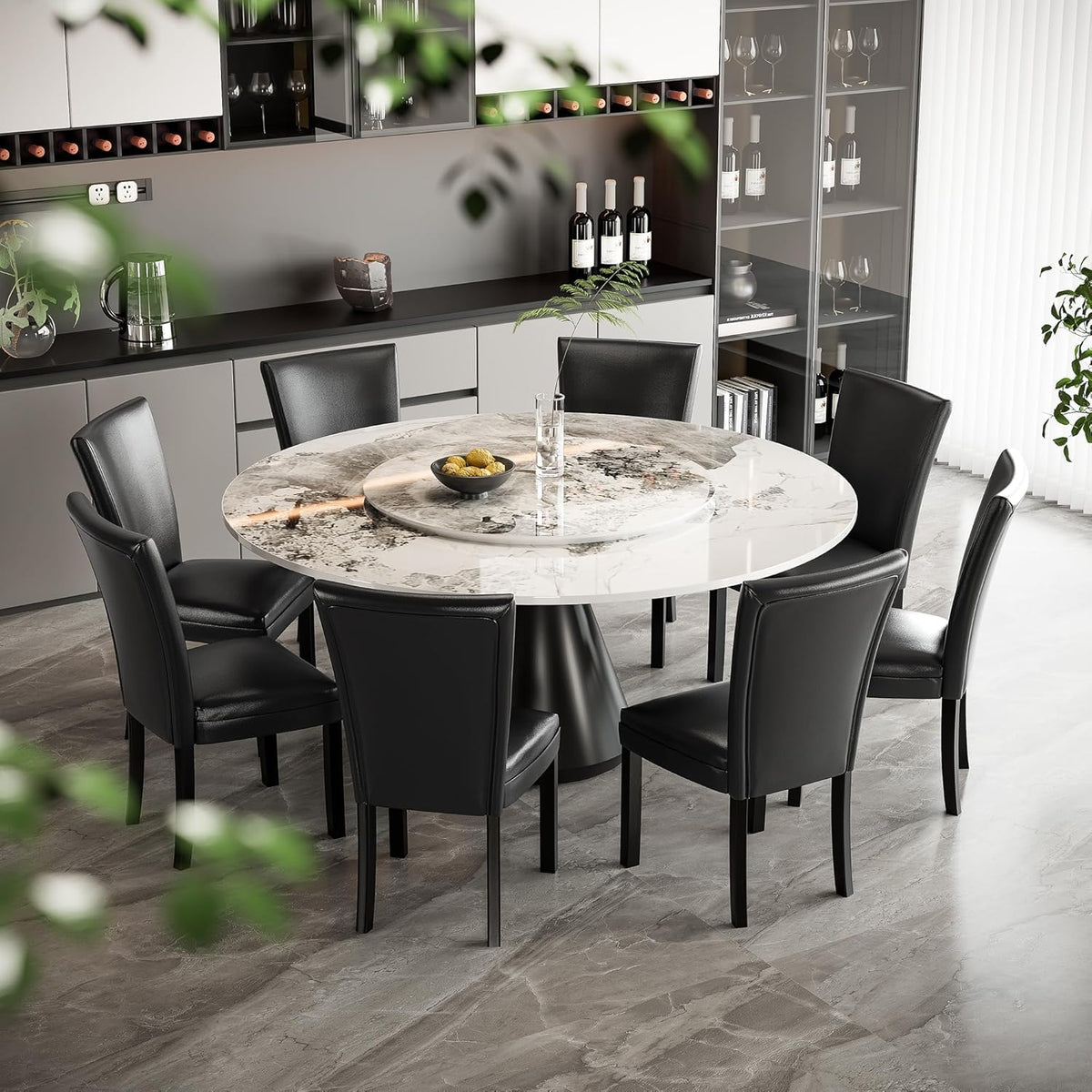 Set of 2 Black Faux Leather Dining Chairs G4663