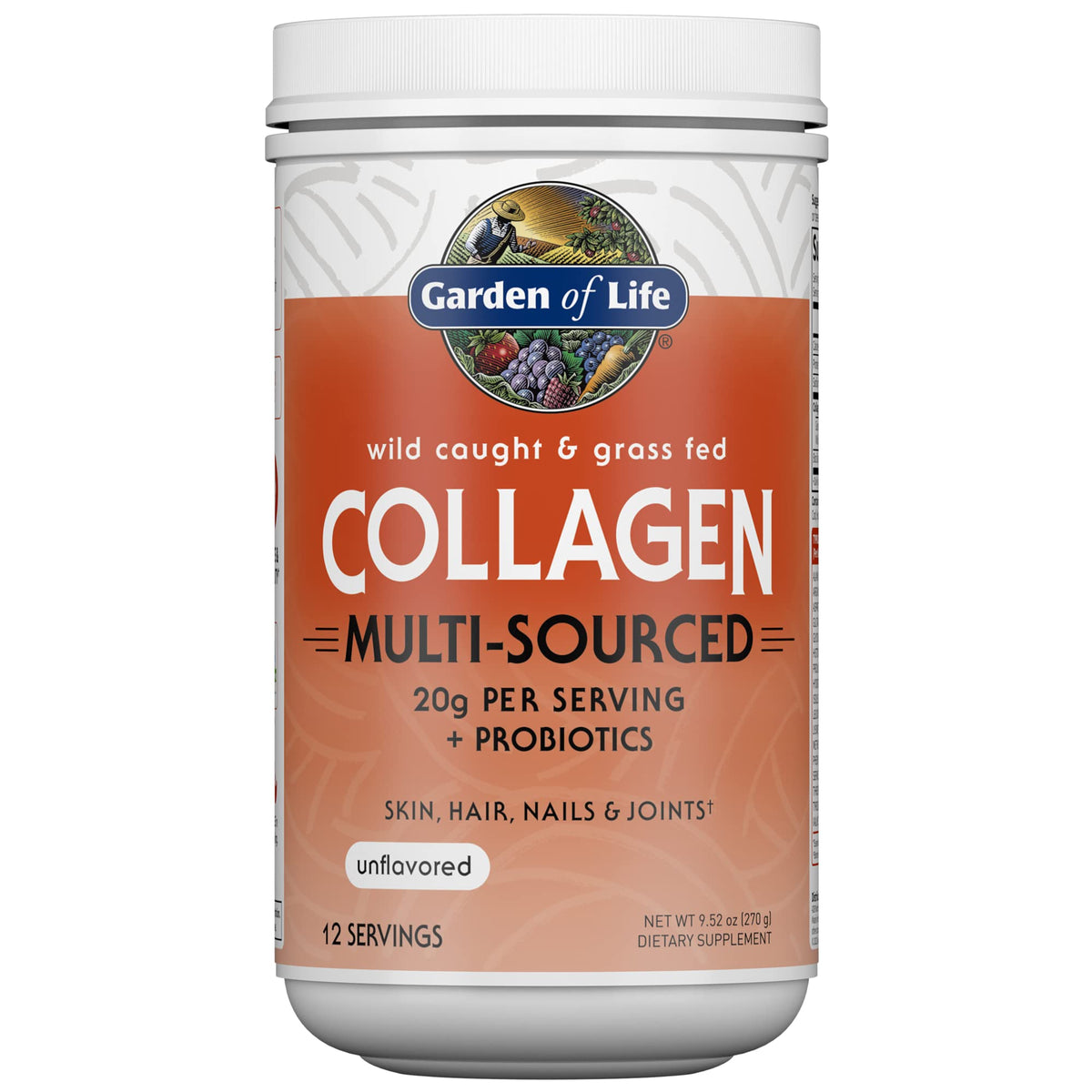 Marine & Grass-Fed Collagen Peptides Powder with Probiotics & BCAAs Unflavored M1431