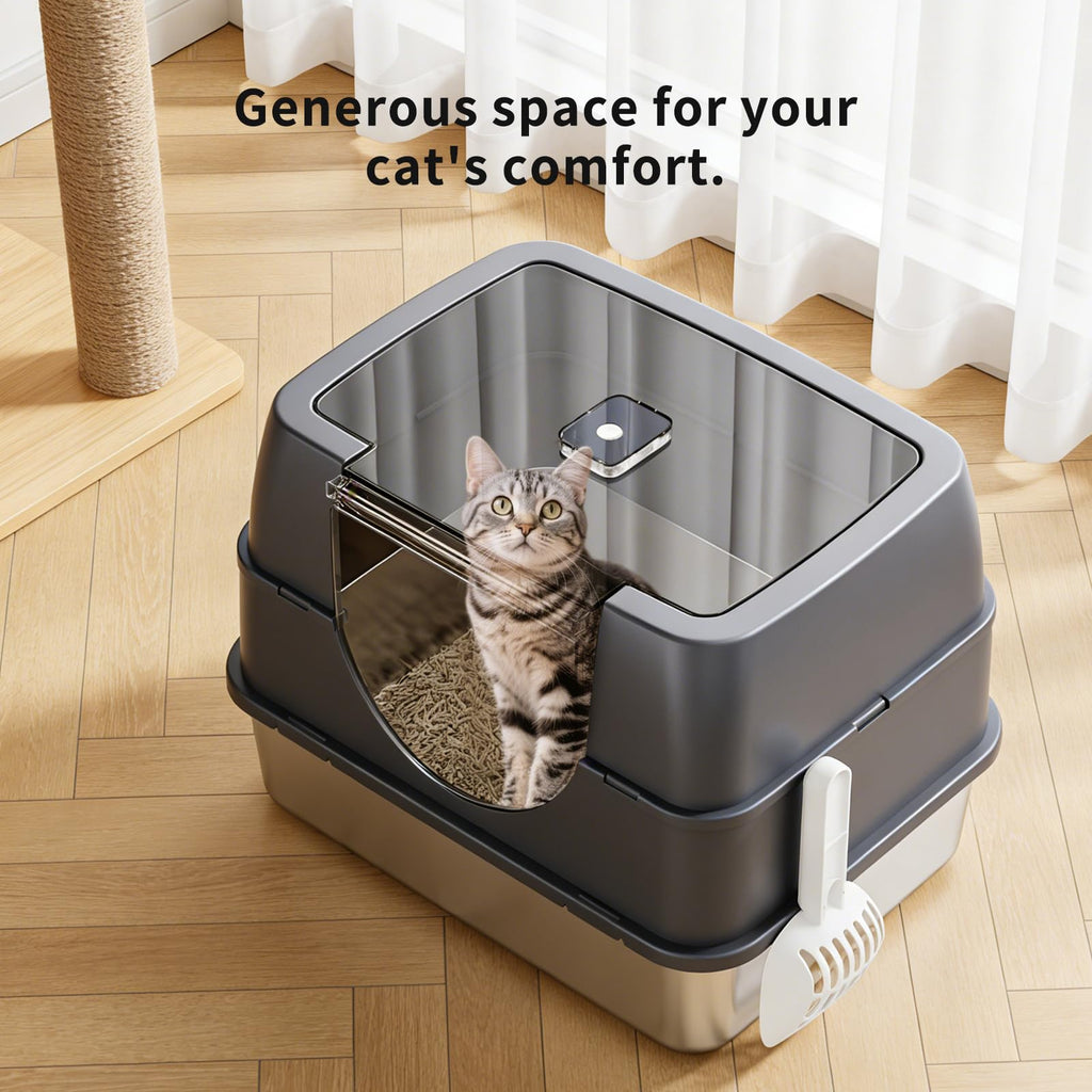 Enclosed Cat Litter Box with Stainless Steel Litter Tray B463