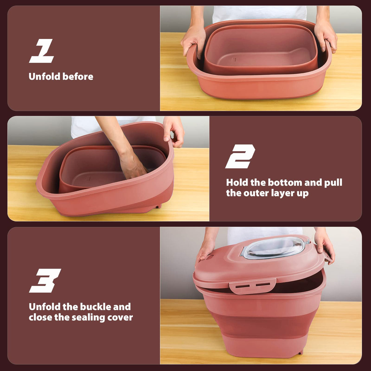 Collapsible Airtight Dry Food Storage Containers with Rolling Wheel R695600
