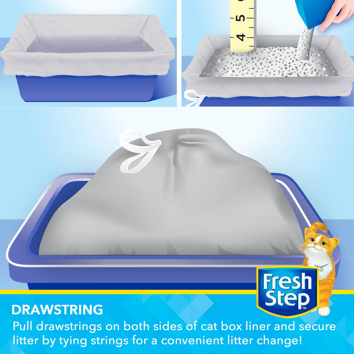 Unscented Drawstring Cat Litter Box Liners, 15 Ct Q38138