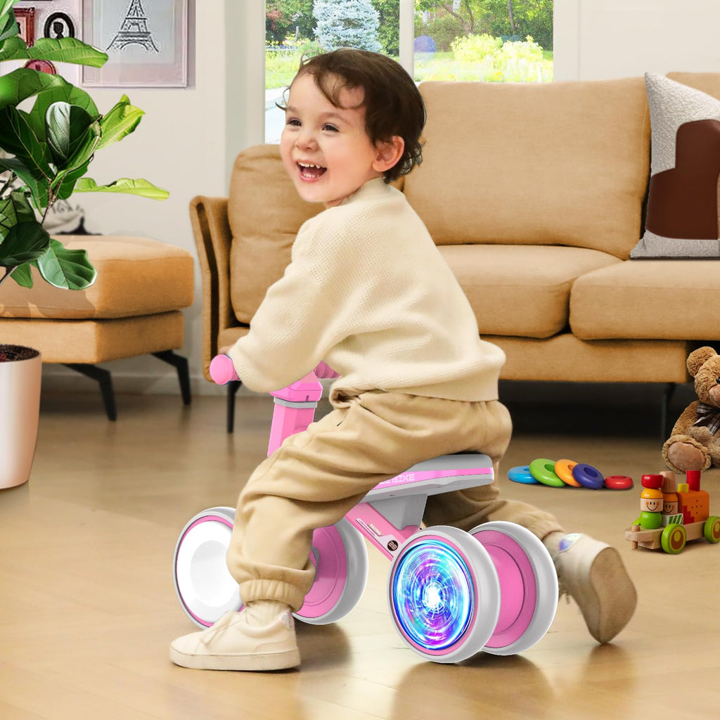 Baby Balance Bike with Adjustable Soft Seat, 4 Silent Wheels V47939