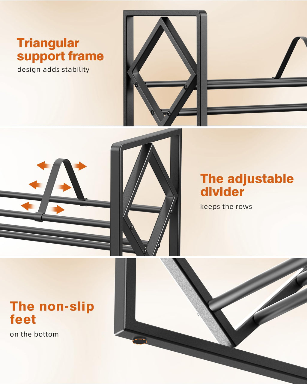 3-Tier CD Storage Metal Display Shelf with Adjustable Divider A3714