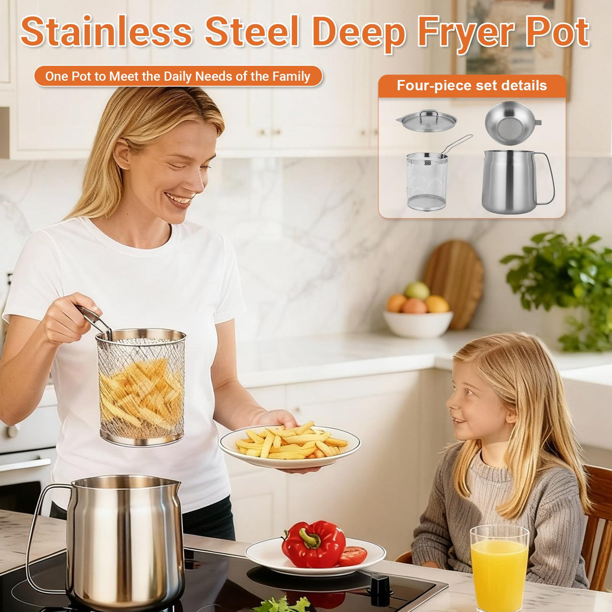 304 Stainless Steel Deep Fryer with Basket S306071