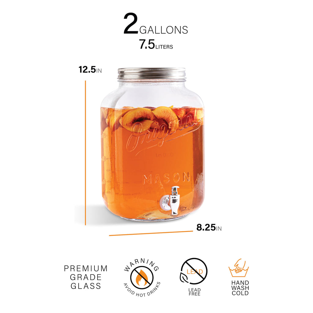 2 Gallon Glass Drink Dispenser with Spigot D327100