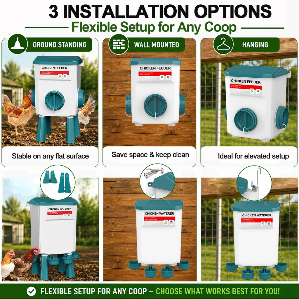 Automatic No Waste Poultry Feeder and Waterer Set K7226