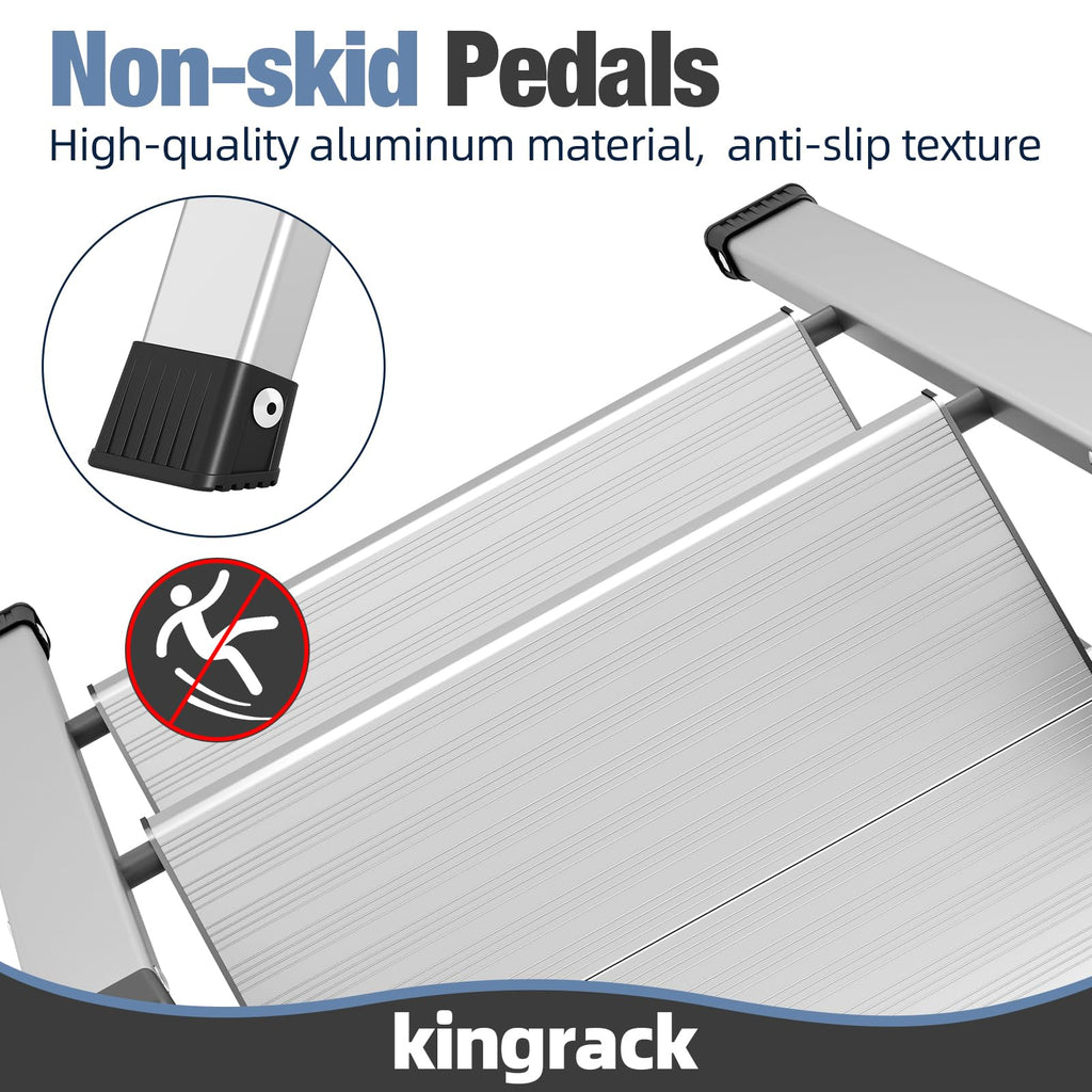 2 Step Aluminum Foldable Step Ladders 330lb Silver T185800