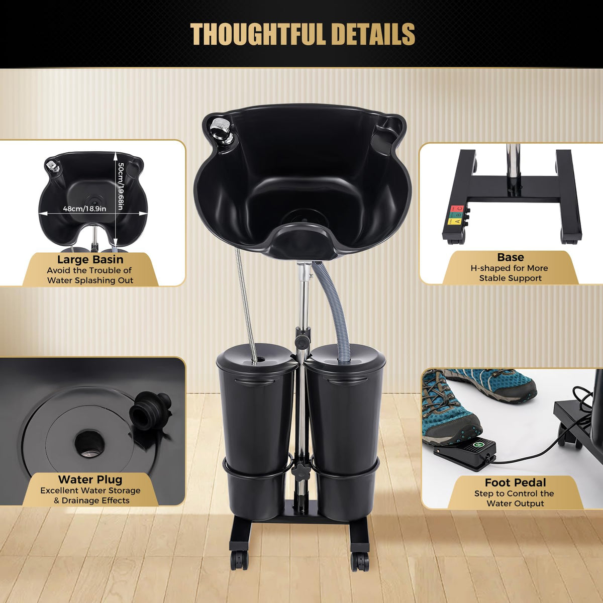 Portable Shampoo Basin with 2 Buckets L348