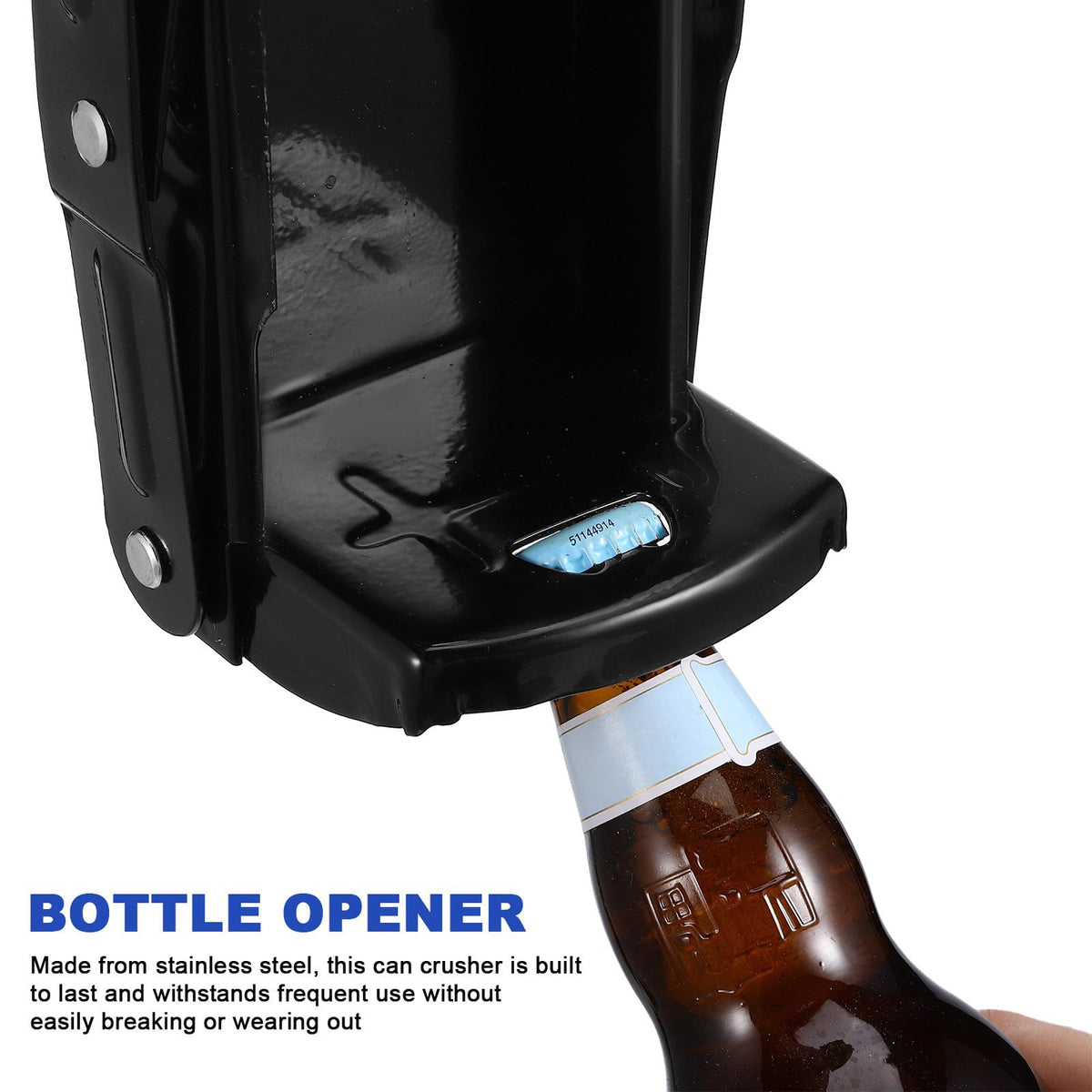 Wall Mounted Stainless Steel Can Crusher with Bottle Opener Q34075