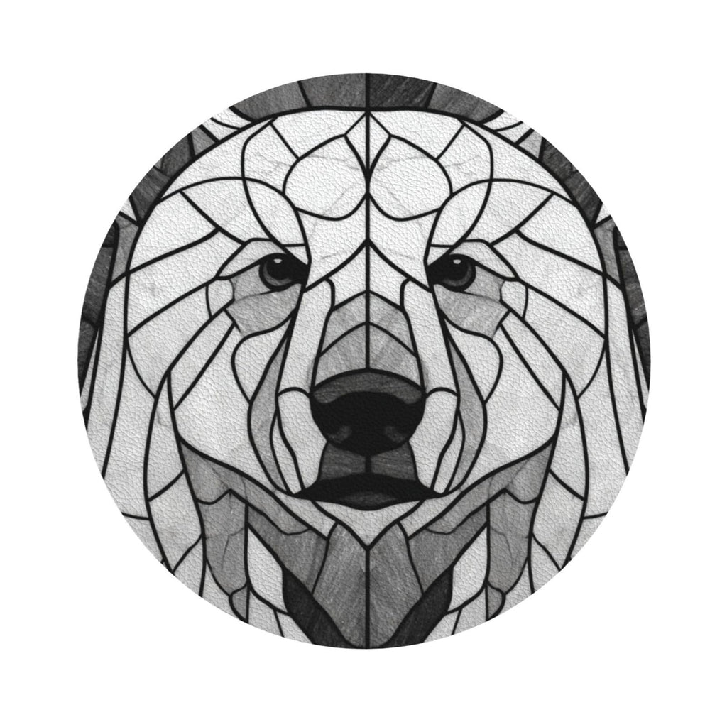 Black and White Bear Leather Coasters Set of 4 V6426